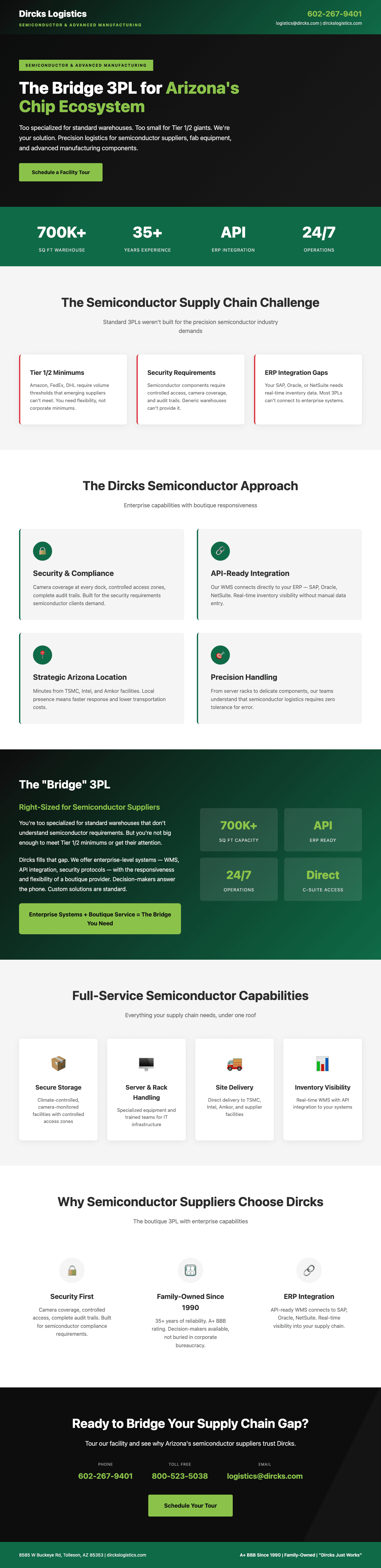 Dircks Semiconductor vertical landing page